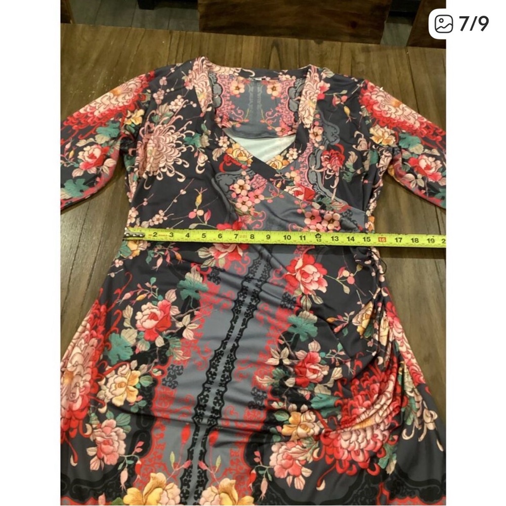 Johnny Was Floral faux Wrap Midi Dress - Picture 7 of 9